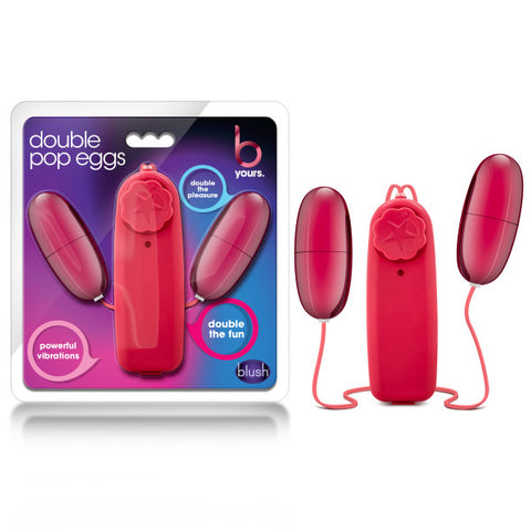 B Yours Double Pop Eggs - Cerise Pink Dual Vibrating Eggs - Image 1