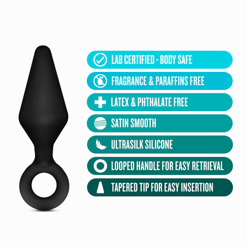 Anal Adventures Platinum Loop Plug Kit - Black Butt Plugs Set of 3