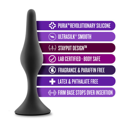 Anal Adventures Platinum Silicone Beginner Plug Kit - Black Butt Plug