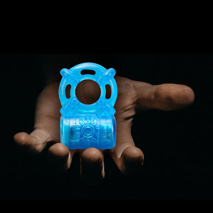 Stay Hard Rechargeable 5 Function Cock Ring - Blue Vibrating Cock Ring