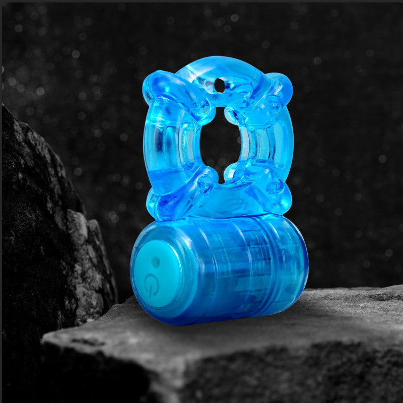 Stay Hard Rechargeable 5 Function Cock Ring - Blue Vibrating Cock Ring