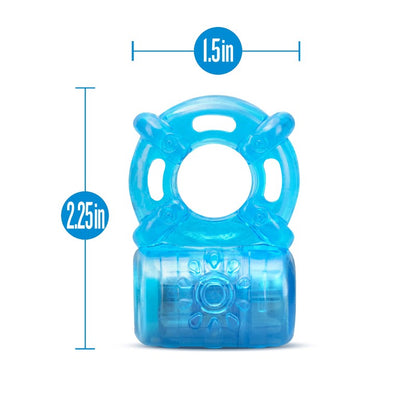 Stay Hard Rechargeable 5 Function Cock Ring - Blue Vibrating Cock Ring