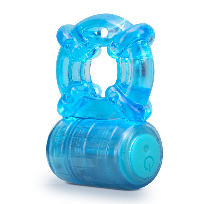 Stay Hard Rechargeable 5 Function Cock Ring - Blue Vibrating Cock Ring
