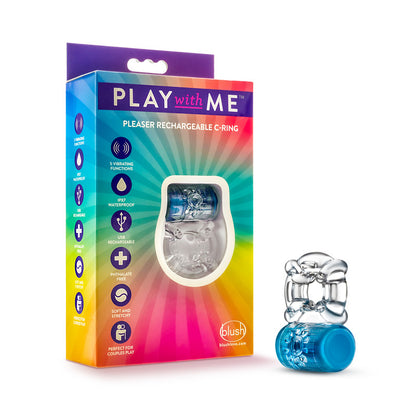 Play With Me Pleaser Rechargeable C-Ring - Blue Rechargeable Cock Ring