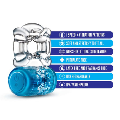 Play With Me Pleaser Rechargeable C-Ring - Blue Rechargeable Cock Ring