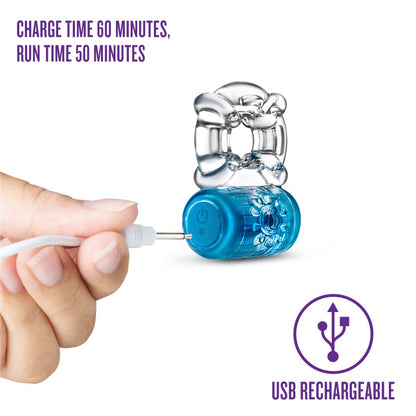 Play With Me Pleaser Rechargeable C-Ring - Blue Rechargeable Cock Ring