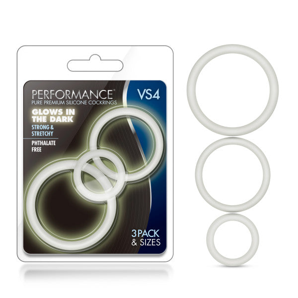Performance VS4 Pure Premium Silicone Cockrings - Glow In The Dark