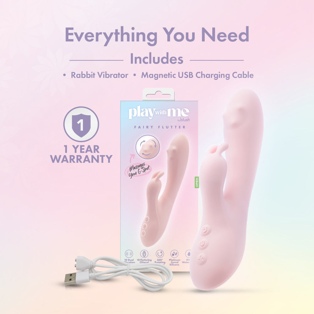 Play With Me - Fairy Flutter - Pink 19.7 cm Rabbit Vibrator