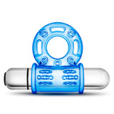 Stay Hard 10-Function Vibrating Bull Ring - Blue Vibrating Cock Ring - Image 2