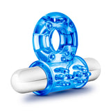 Stay Hard 10-Function Vibrating Bull Ring - Blue Vibrating Cock Ring - Image 4