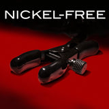 Noir Pom Adjustable Nipple Clamps - Black Furry Nipple Clamps - Image 3