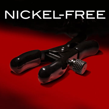 Noir Pom Adjustable Nipple Clamps - Black Furry Nipple Clamps