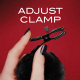 Noir Pom Adjustable Nipple Clamps - Black Furry Nipple Clamps - Image 4