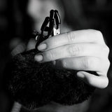 Noir Pom Adjustable Nipple Clamps - Black Furry Nipple Clamps - Image 7