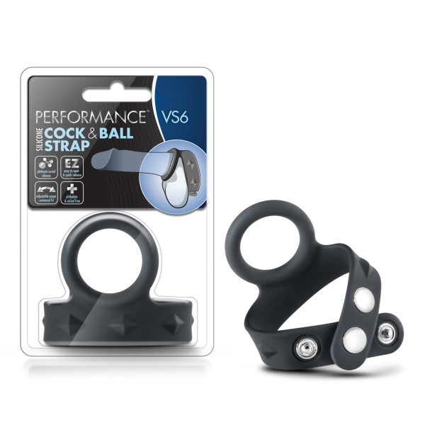 Performance VS6 Silicone Cock & Ball Strap - Black Cock Ring