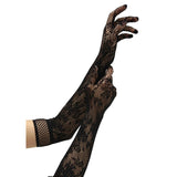 BACI White Label Flower Lace Opera Gloves - Black - Black Gloves - Image 2