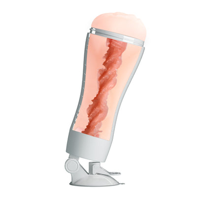 CRAZY BULL FLORA Vibrating Stroker - Flesh Vibrating Squeezeable