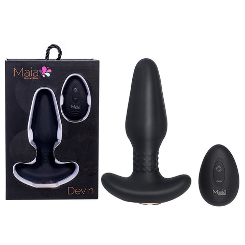 Maia DEVIN - Black USB Rechargeable Vibrating Butt Plug - Image 1