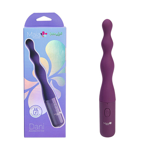 Maia DANI - Purple 17.8 cm USB Rechargeable Beaded Vibrator - Image 1