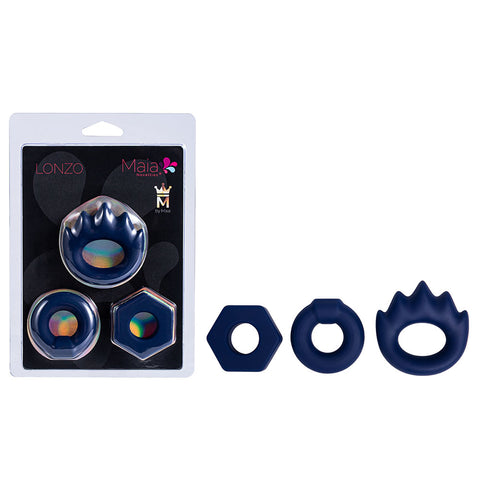 Maia LONZO - Blue Silicone Cock Rings - Set of 3 - Image 1
