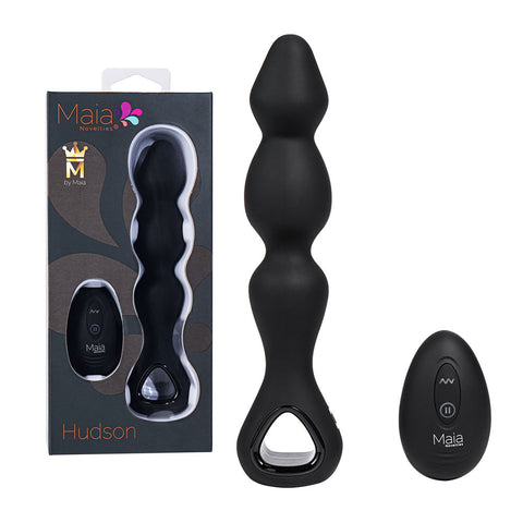 Maia HUDSON - Black 19 cm USB Rechargeable Anal Vibrator with Wireless Remote - Image 1
