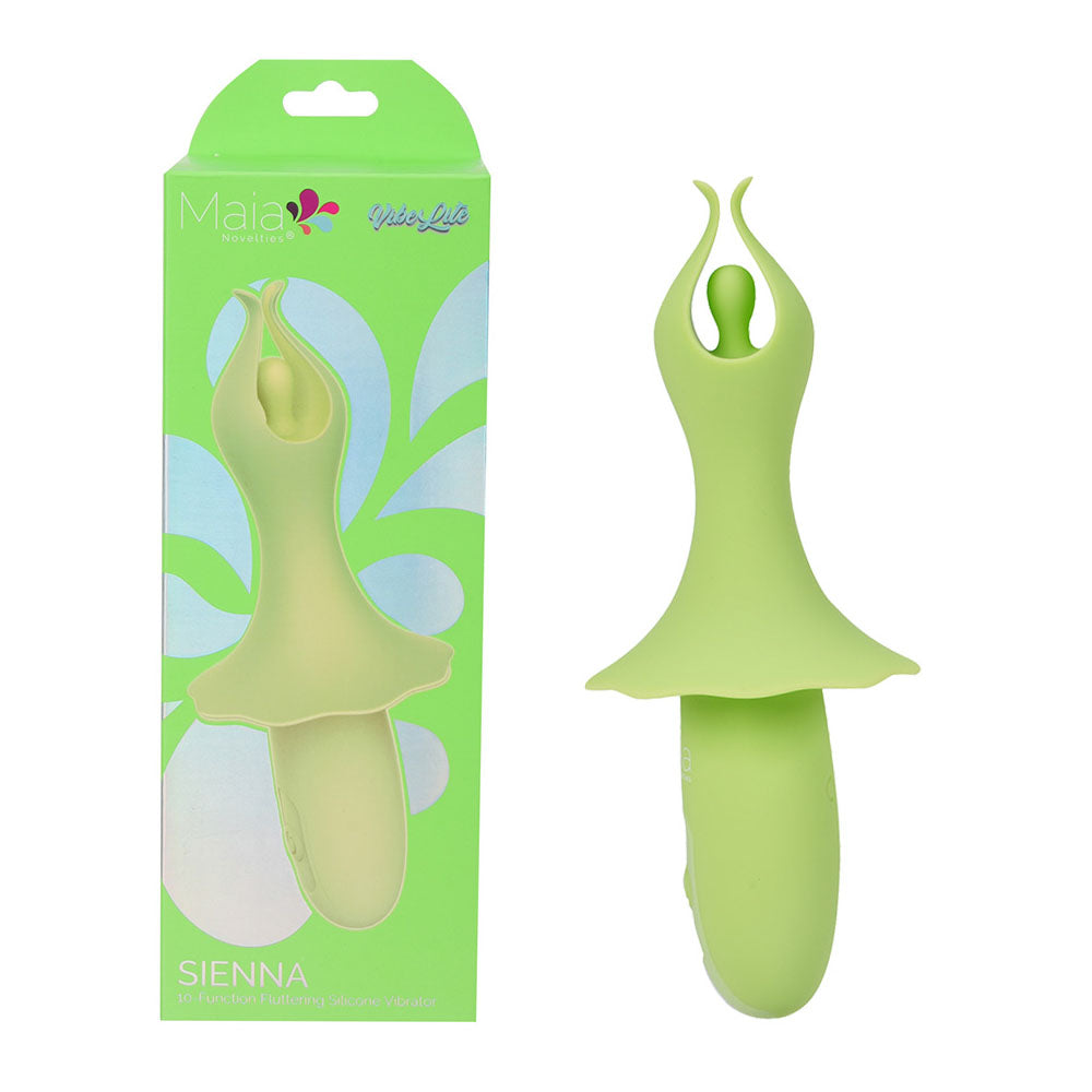 Maia SIENNA 15.2 cm USB Rechargeable Fluttering Bullet - Green
