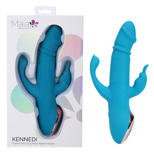 Maia KENNEDI - Blue 23.5 cm Triple Stimulating Vibrator