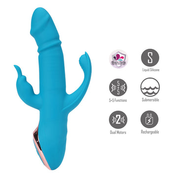Maia KENNEDI - Blue 23.5 cm USB Rechargeable Triple Stimulating Vibrator