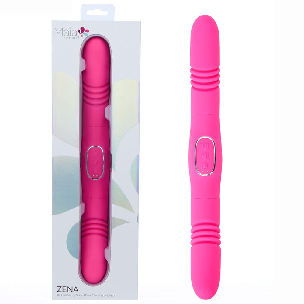 Maia ZENA - Pink 35.5 cm Dual Thrusting Double Ended Vibrator