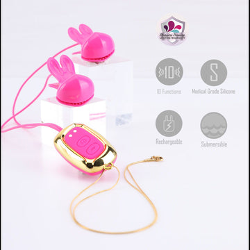 Maia MOLLI - Pink - Pink USB Rechargeable Vibrating Nipple Clamps & Necklace