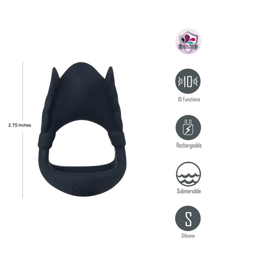 Maia ROCKY - Black USB Rechargeable Vibrating Cock & Balls Ring