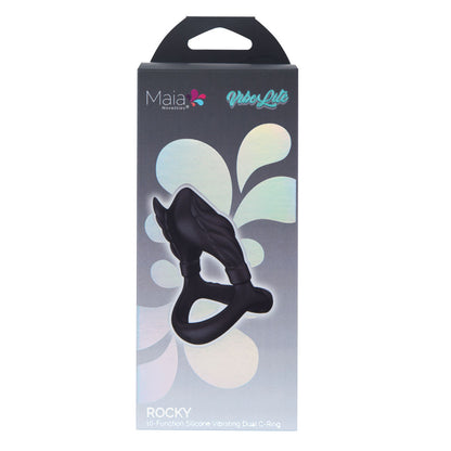 Maia ROCKY - Black USB Rechargeable Vibrating Cock & Balls Ring