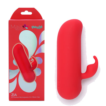 Maia ZIA Red 7.6 cm USB Rechargeable Mini Bullet Rabbit. Studio photo of the bullet on a white background, another angle.