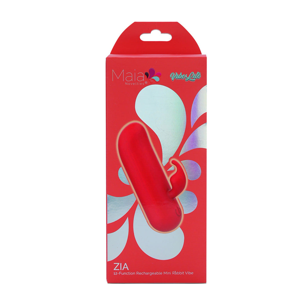 Maia ZIA Red 7.6 cm USB Rechargeable Mini Bullet Rabbit. Studio photo of the bullet on a white background, a further angle.