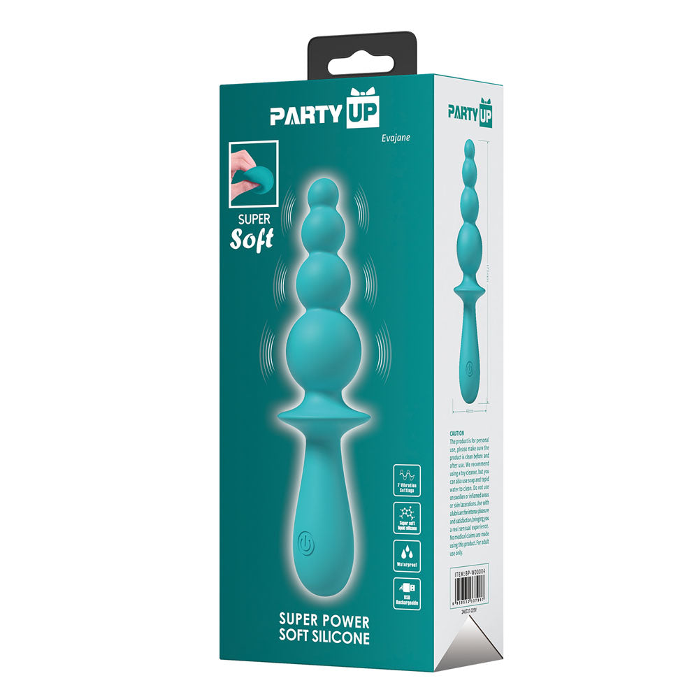 Party Up EVAJANE - Teal 17.1 cm USB Rechargeable Beaded Vibrator