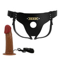 Party Up NELSON Vibrating Strap-On - Brown 17.5 cm Vibrating Hollow Strap-On