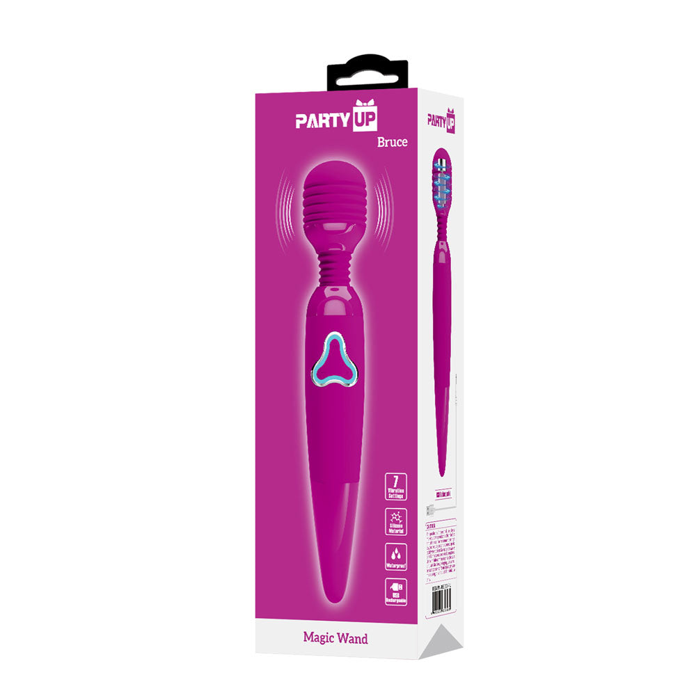 Party Up BRUCE Wand - Pink 25 cm USB Rechargeable Massage Wand