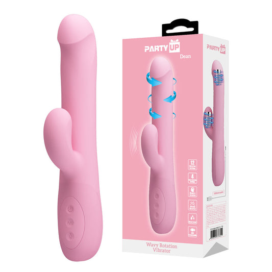 Party Up DEAN Wavy Rotation Vibe - Pink Rotating Rabbit Vibrator