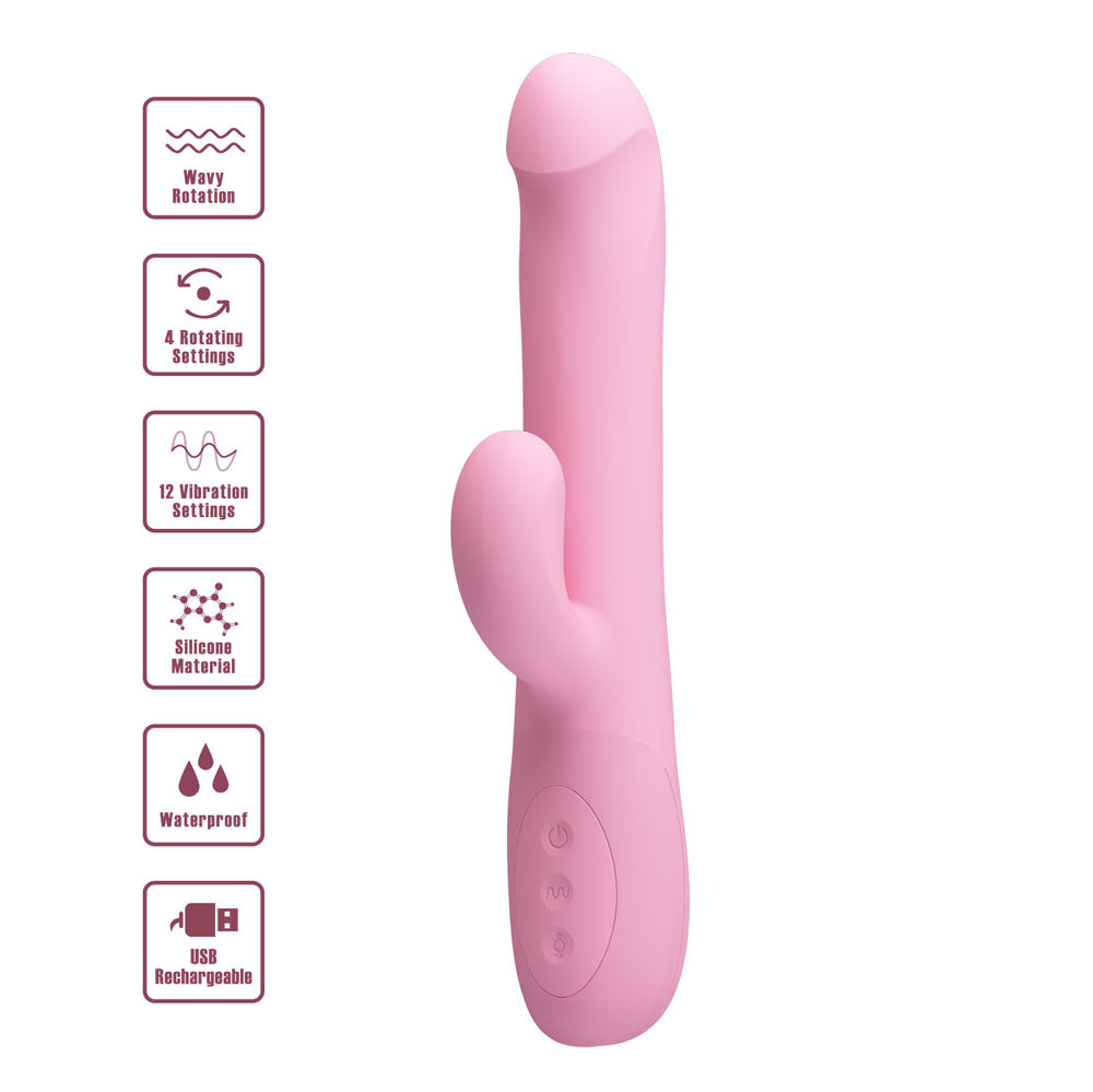 Party Up DEAN Wavy Rotation Vibe - Pink Rotating Rabbit Vibrator