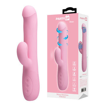 Party Up DEAN Wavy Rotation Vibe - Pink - Pink 23.8 cm USB Rechargeable Rotating Rabbit Vibrator