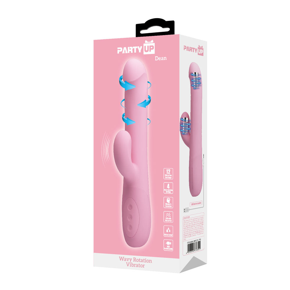 Party Up DEAN Wavy Rotation Vibe - Pink Rotating Rabbit Vibrator