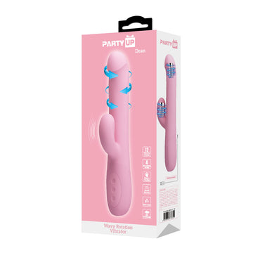 Party Up DEAN Wavy Rotation Vibe - Pink - Pink 23.8 cm USB Rechargeable Rotating Rabbit Vibrator