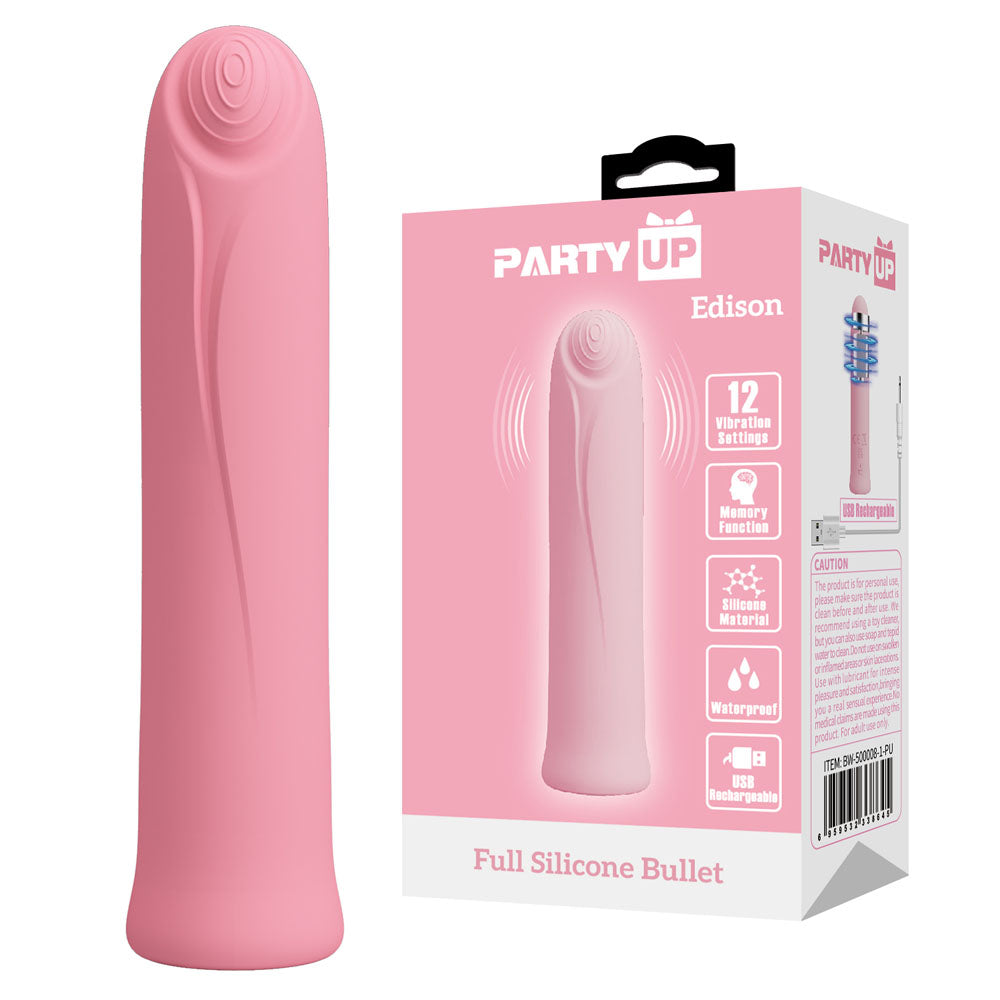 Party Up EDISON Bullet - Pink - Pink 10.3 cm USB Rechargeable Bullet