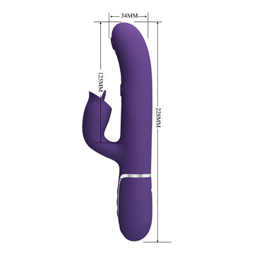 Party Up ALAN Dual Motor Vibrator - Purple - Purple 22.8 cm USB Rechargeable Vibrator with Licking Clit Stimulator and Thumping Shaft