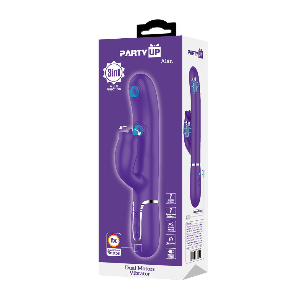 Party Up ALAN Dual Motor Vibrator - Purple 22.8 cm Vibrator