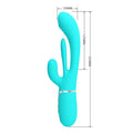 Party Up ANDY Multi Function Vibrator - Teal - Teal 22.2 cm USB Rechargeable Rabbit Vibrator with Flicking and Thumping Tip