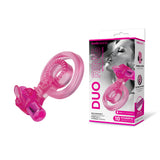Bodywand Rechargeable Duo Ring with Clit Tickler - Pink USB Rechargeable Vibrating Cock Ring - Image 1