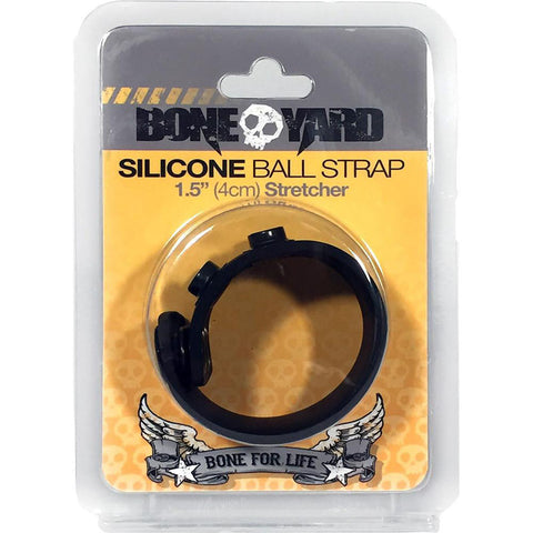 Boneyard Silicone Ball Strap Black - Black 3-Snap 4 cm Adjustable Ball Stretcher Ring - Image 1