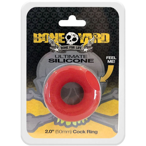 Boneyard Ultimate Silicone Cock Ring Red - Red 50mm Cock Ring - Image 1