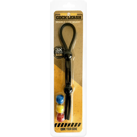 Boneyard Cock Leash Double - Black Adjustable Cock Lasso Ring - Image 1